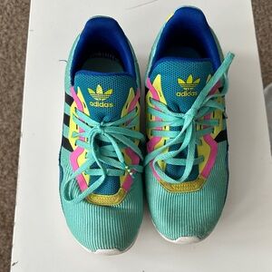 Adidas Kids' Teal and Pink Sneakers